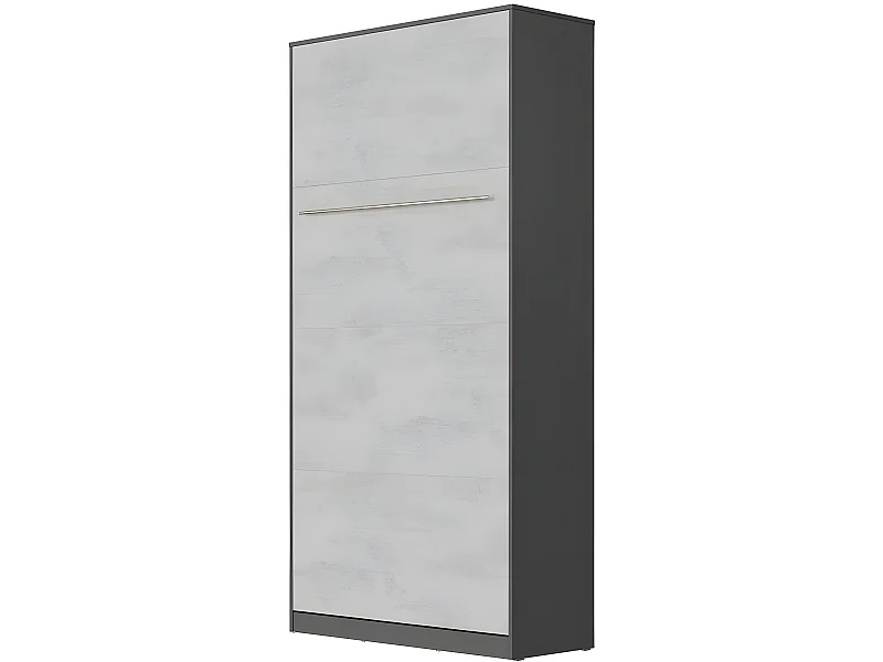 Armoire Lit escamotable 90x200cm Vertical Lit Rabattable Lit Mural Supérieur Anthracite/Béton