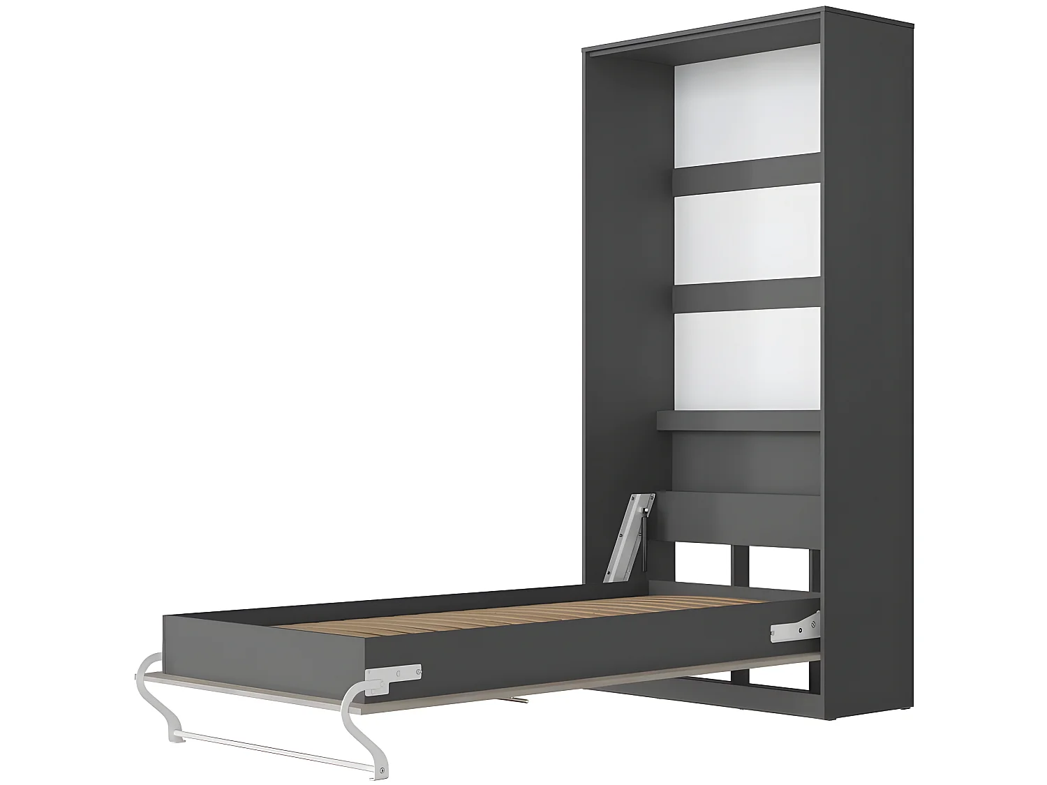 Armoire Lit escamotable 90x200cm Vertical Lit Rabattable Lit Mural Supérieur Anthracite/Béton