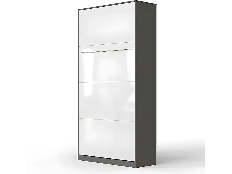Armoire Lit escamotable 90x200cm Vertical Lit Rabattable Lit Mural Supérieur Anthracite/blanc brillant