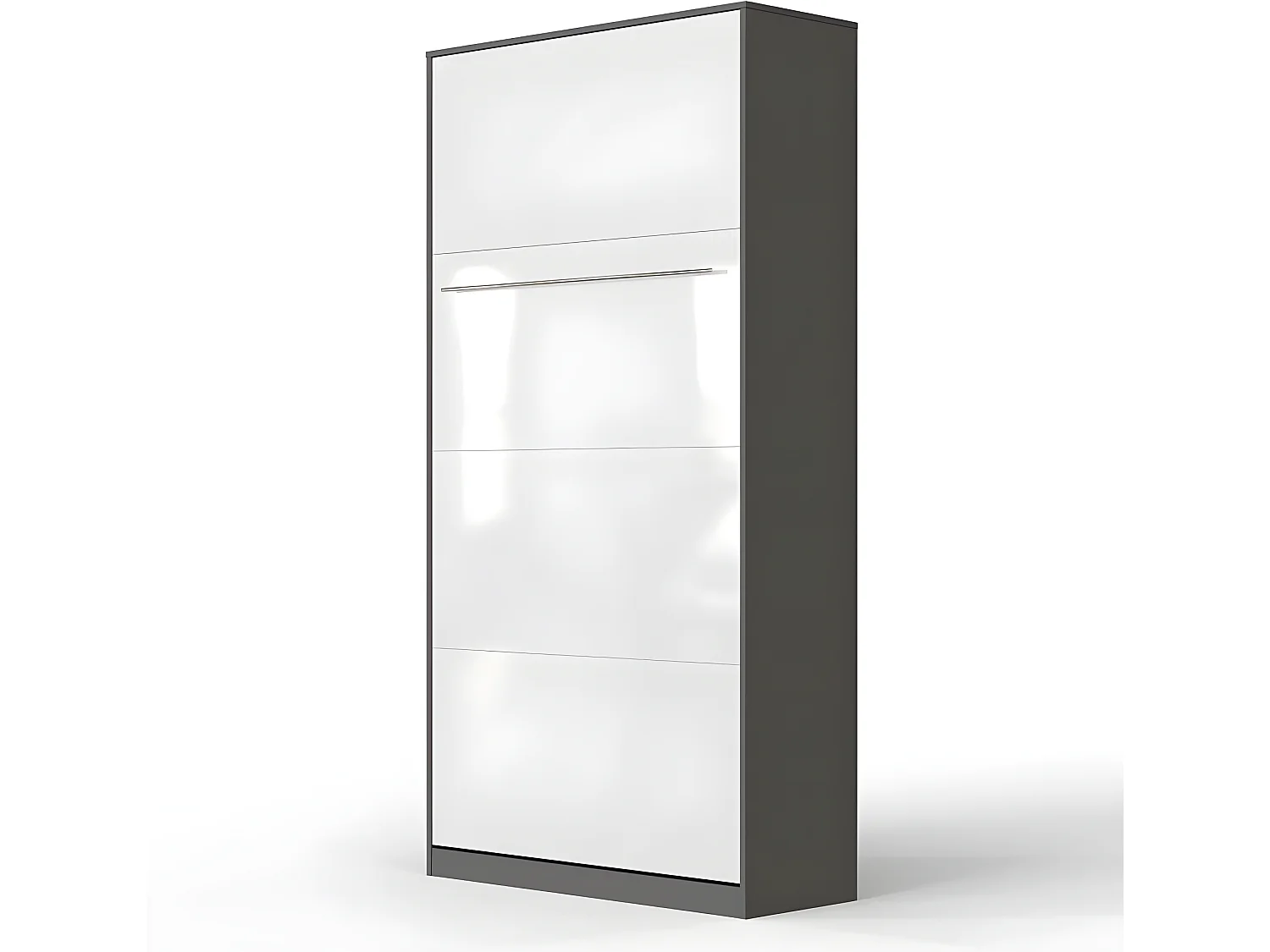 Armoire Lit escamotable 90x200cm Vertical Lit Rabattable Lit Mural Supérieur Anthracite/blanc brillant