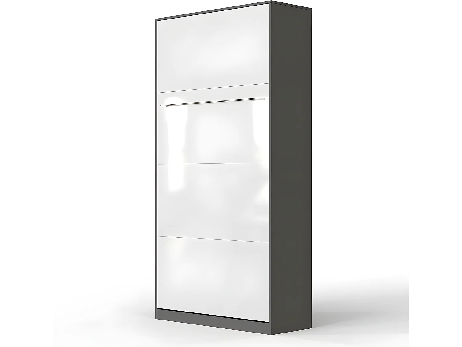 Armoire Lit escamotable 90x200cm Vertical Lit Rabattable Lit Mural Supérieur Anthracite/blanc brillant