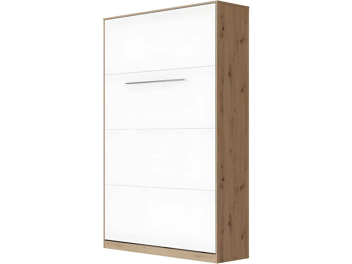 Armoire Lit escamotable 120x200cm Vertical Lit Rabattable Lit Mural Supérieur Chêne Sauvage/blanc