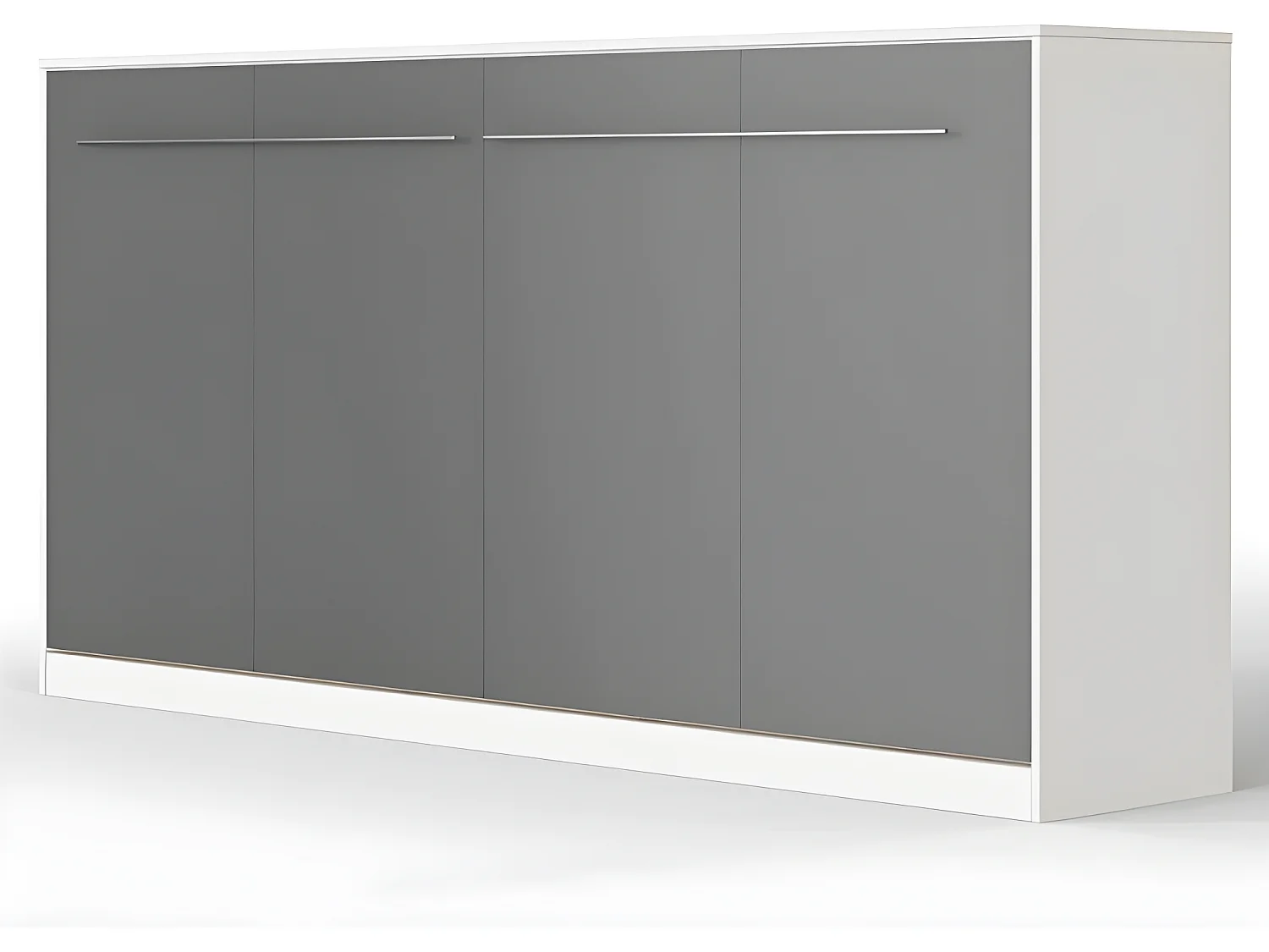 Armoire Lit escamotable 90x200cm Supérieur Horizontal Lit Rabattable Lit Mural Blanc/Anthracite