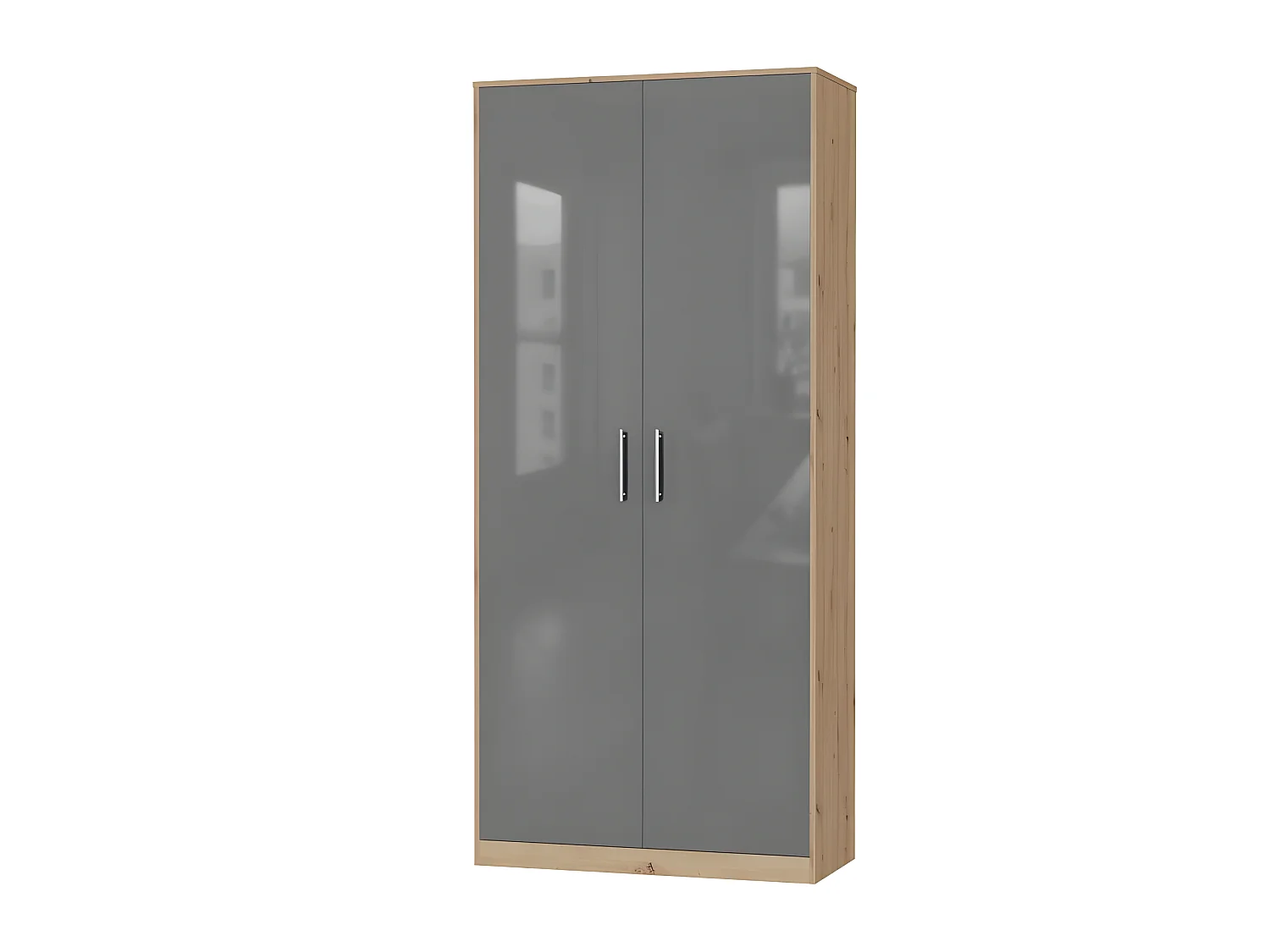 Lit escamotable +2 Placards Vertical 90x200+(80x2)cm Lit Rabattable Lit Mural Standard Chêne Sauvage/Anthracite brillant