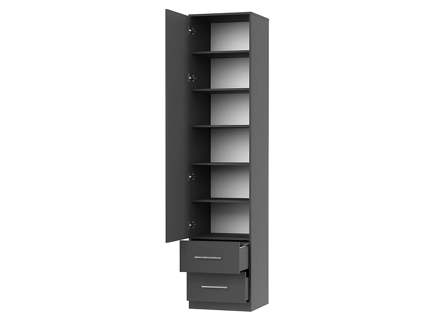 Lit escamotable +2 Placards Vertical 90x200+(50x2)cm Lit Rabattable Lit Mural Standard Anthracite/Anthracite