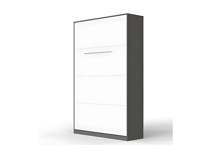 Armoire Lit escamotable 120x200cm Vertical Lit Rabattable Lit Mural Supérieur Anthracite/Blanc