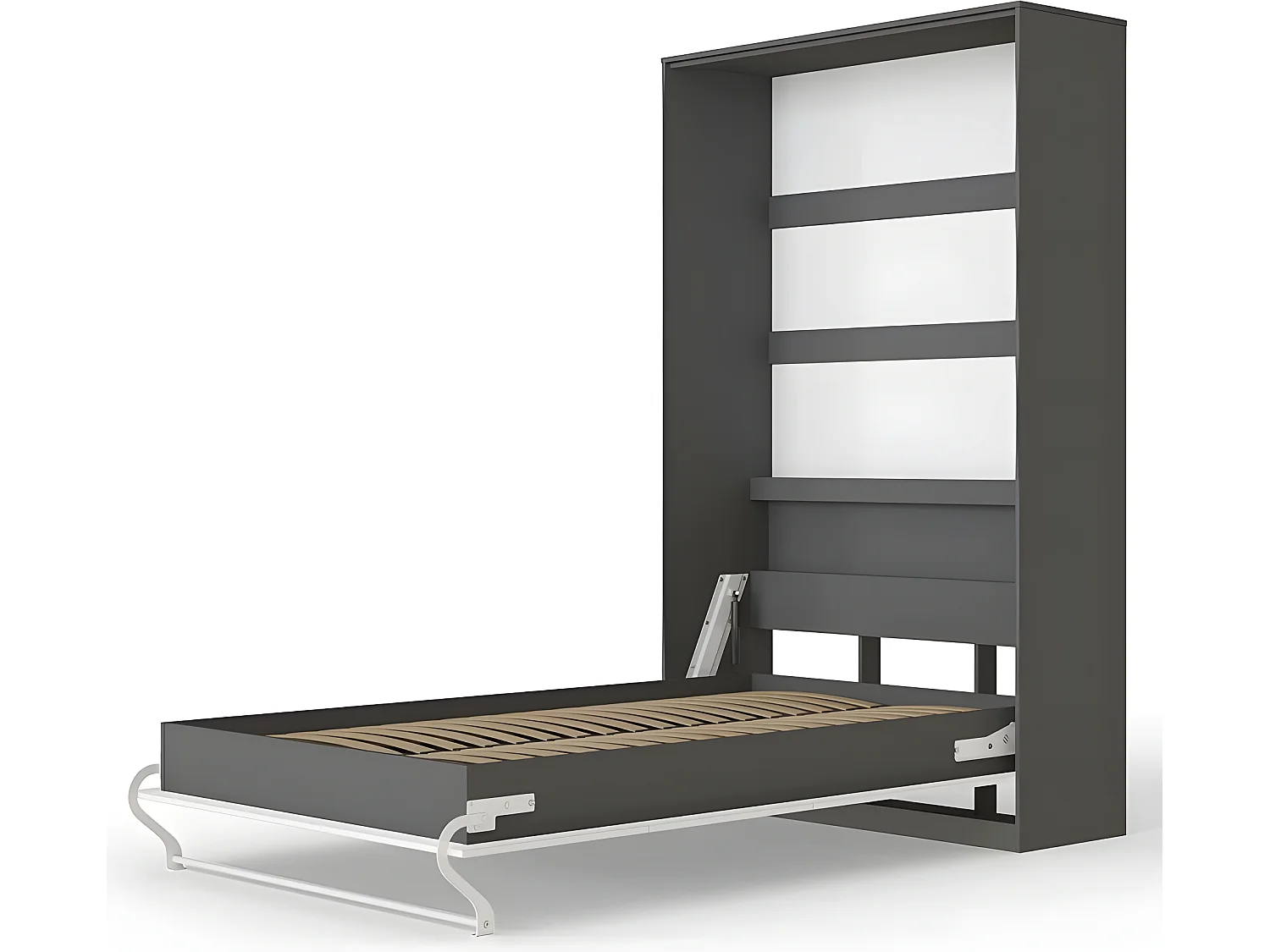 Armoire Lit escamotable 120x200cm Vertical Lit Rabattable Lit Mural Supérieur Anthracite/Blanc
