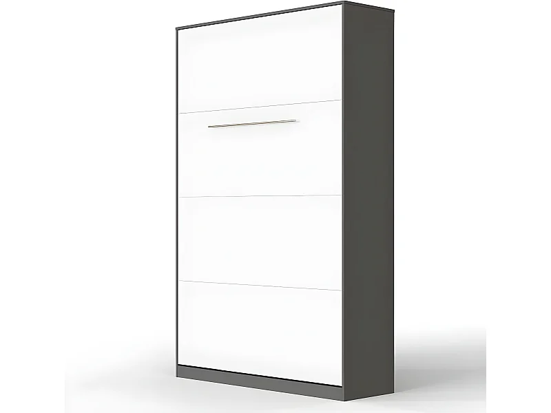 Armoire Lit escamotable 120x200cm Vertical Lit Rabattable Lit Mural Supérieur Anthracite/Blanc