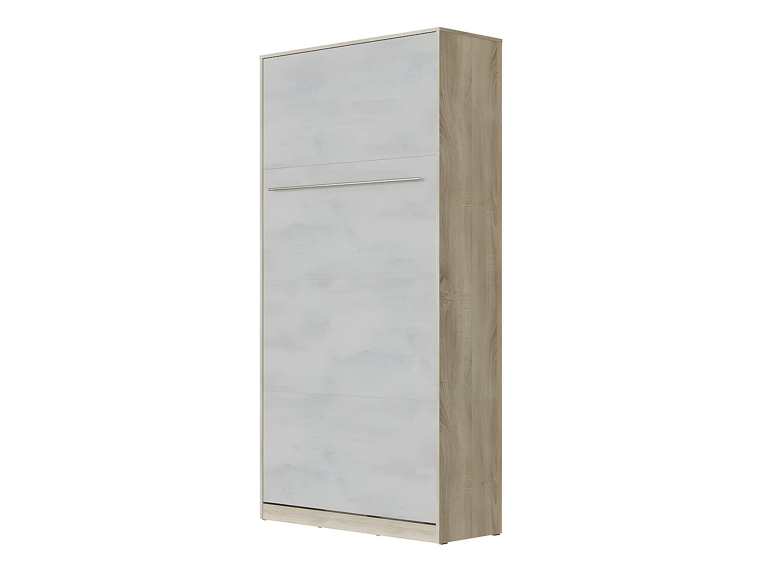 Lit escamotable +2 Placards Vertical 90x200+(80x2)cm Lit Rabattable Lit Mural Standard Chêne Sonoma/Béton