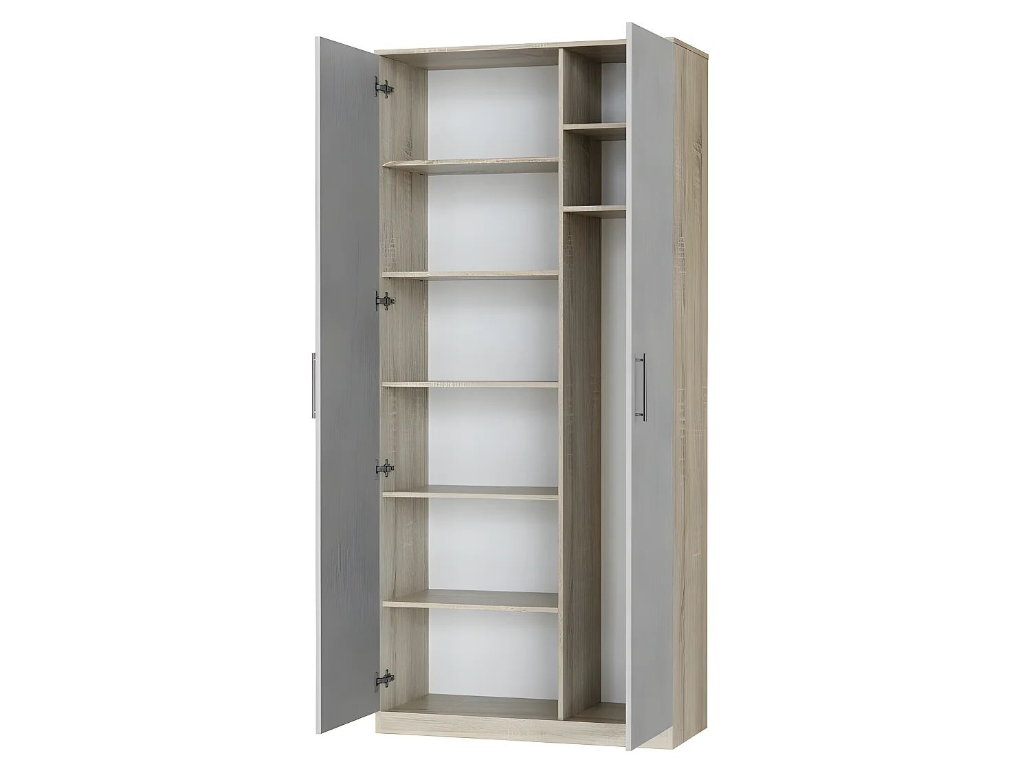 Lit escamotable +2 Placards Vertical 90x200+(80x2)cm Lit Rabattable Lit Mural Standard Chêne Sonoma/Béton