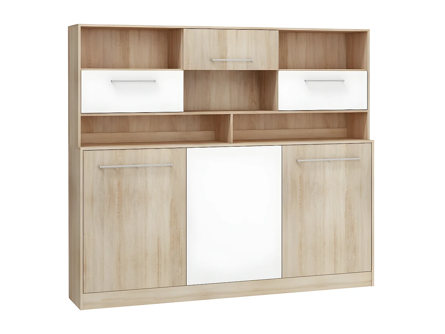 Armoire Lit escamotable Horizontal 90x200 cm avec étagères Sonoma blanc Lit Rabattable Lit Mural Roddy