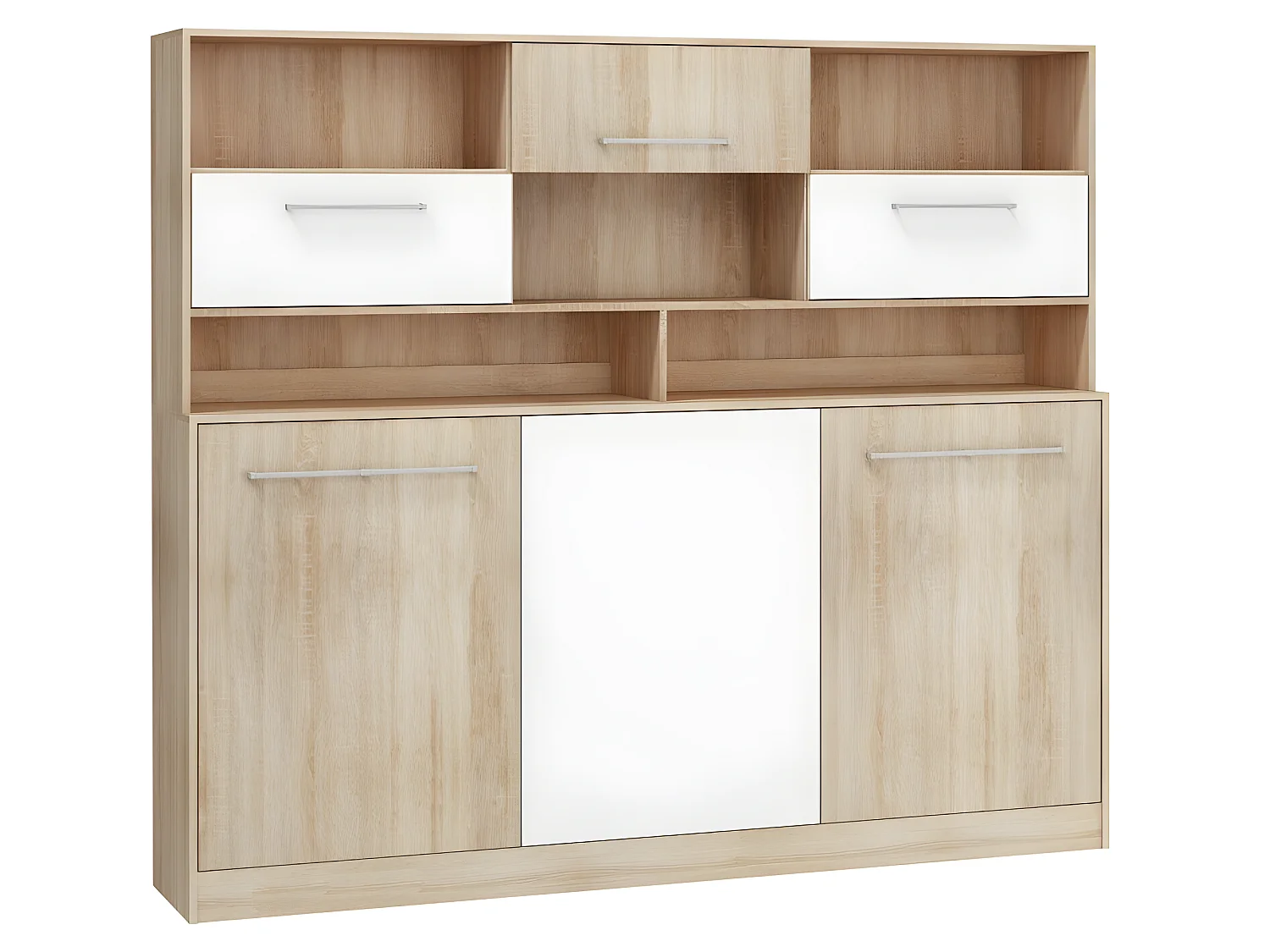 Armoire Lit escamotable Horizontal 90x200 cm avec étagères Sonoma blanc Lit Rabattable Lit Mural Roddy