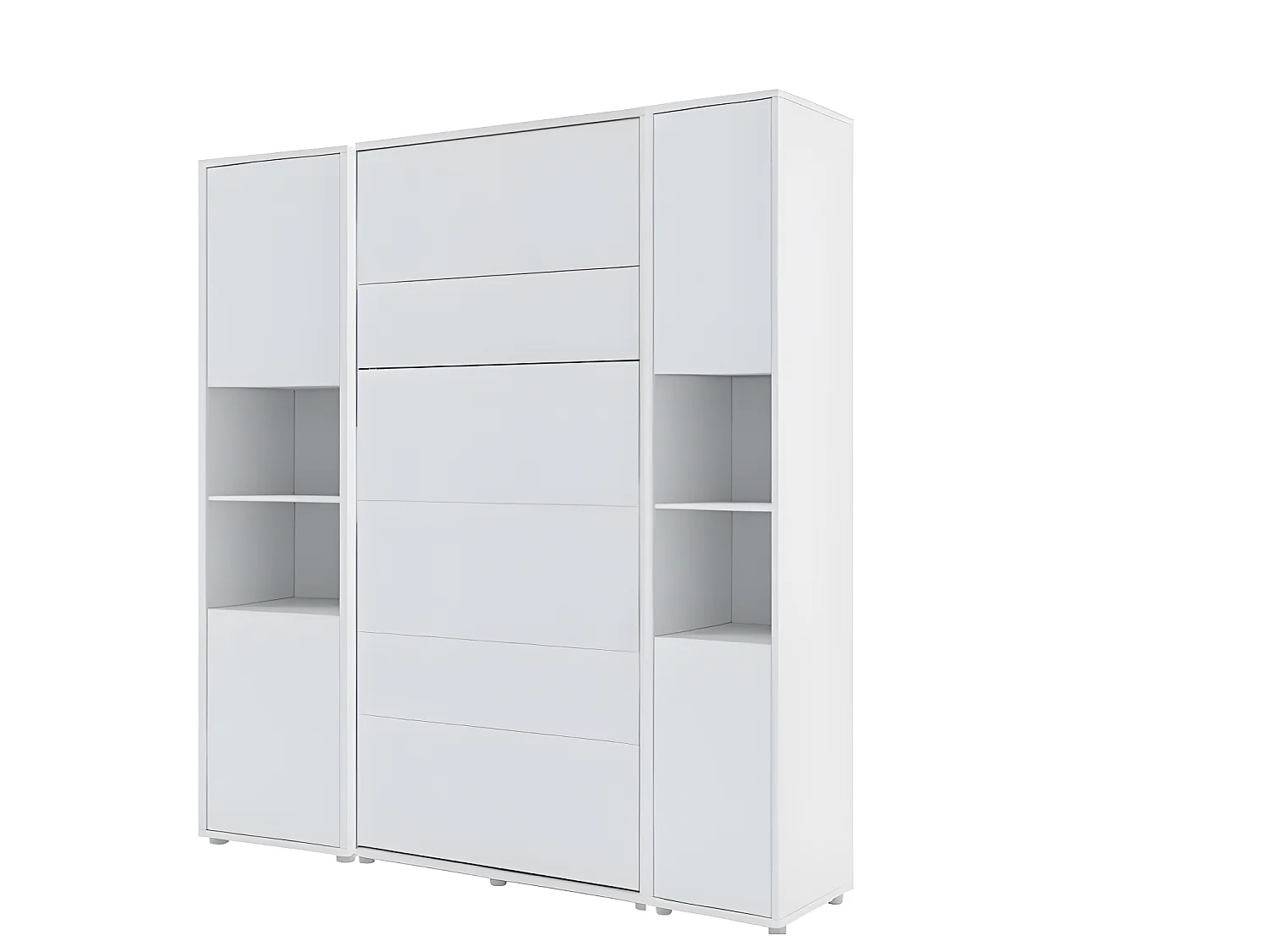 Lenart Armoire Lit escamotable +2 Placards Vertical 90x200 cm blanc mat Lit Rabattable Lit Mural"Consus"