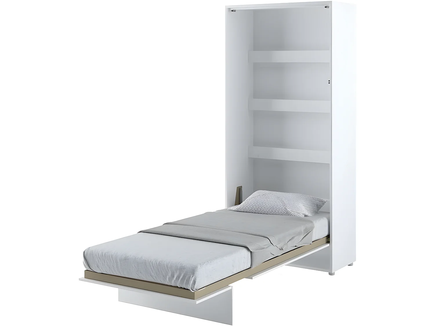 Lenart Armoire Lit escamotable +2 Placards Vertical 90x200 cm blanc mat Lit Rabattable Lit Mural"Consus"