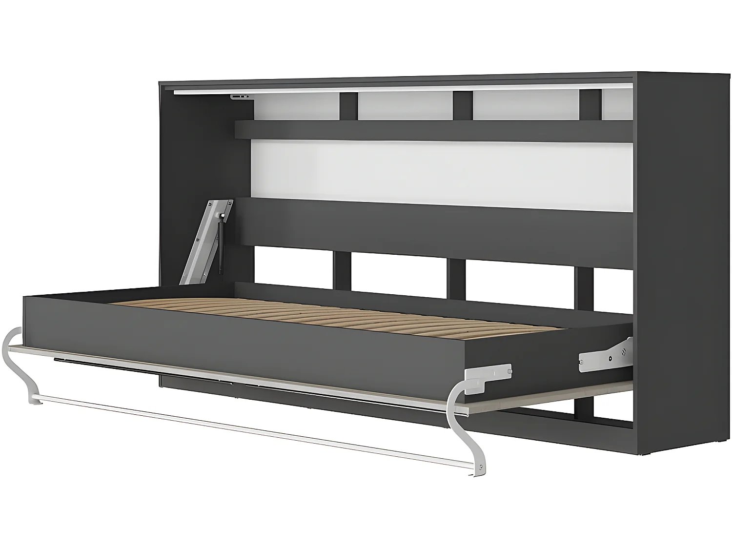 Armoire Lit escamotable 90x200cm Supérieur Horizontal Lit Rabattable Lit Mural Anthracite/Béton