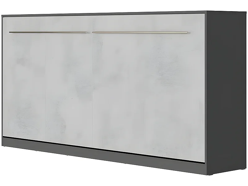 Armoire Lit escamotable 90x200cm Supérieur Horizontal Lit Rabattable Lit Mural Anthracite/Béton