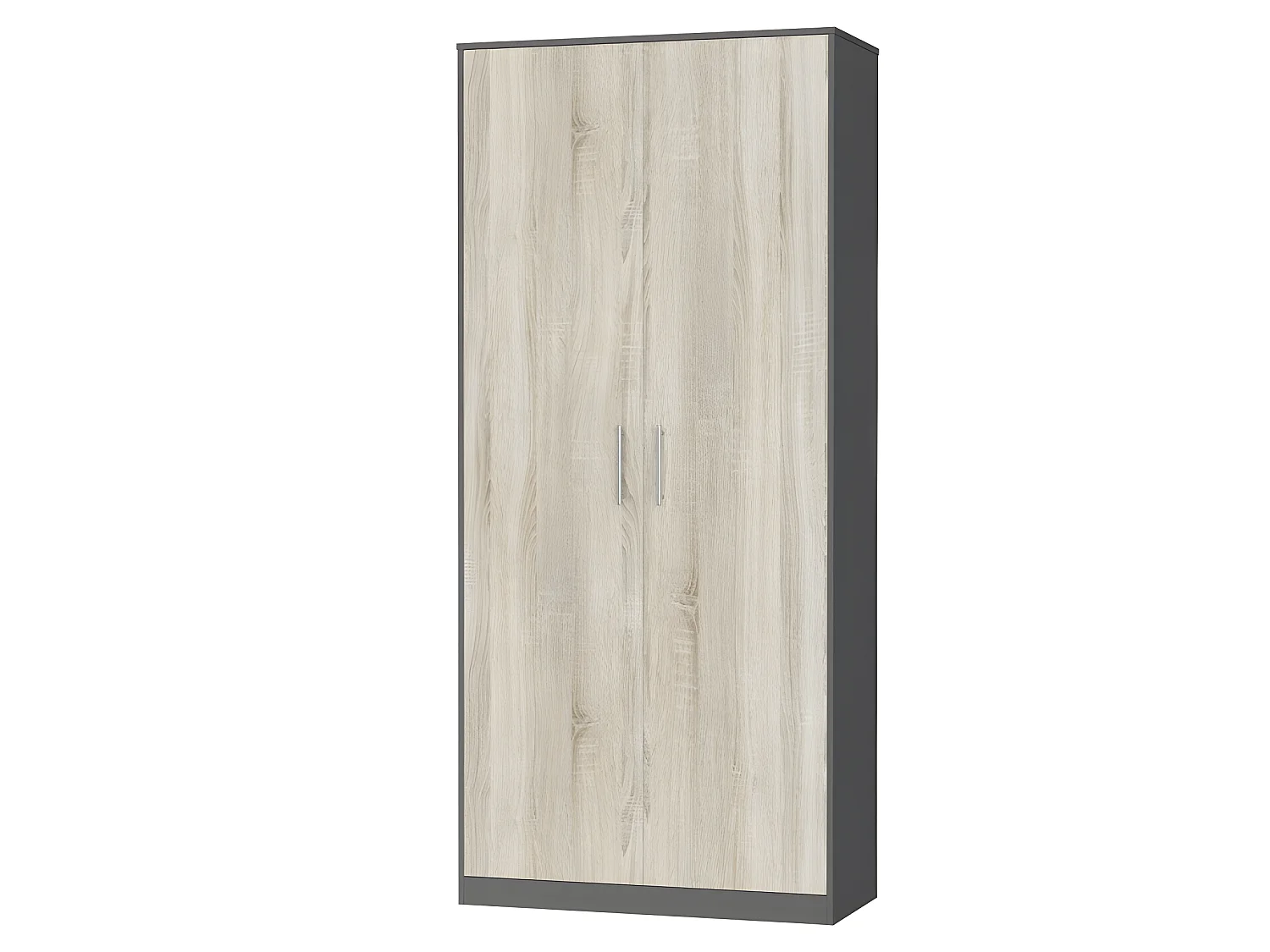 Lit escamotable +2 Placards Vertical 90x200+(80x2)cm Lit Rabattable Lit Mural Standard Anthracite/Chêne Sonoma