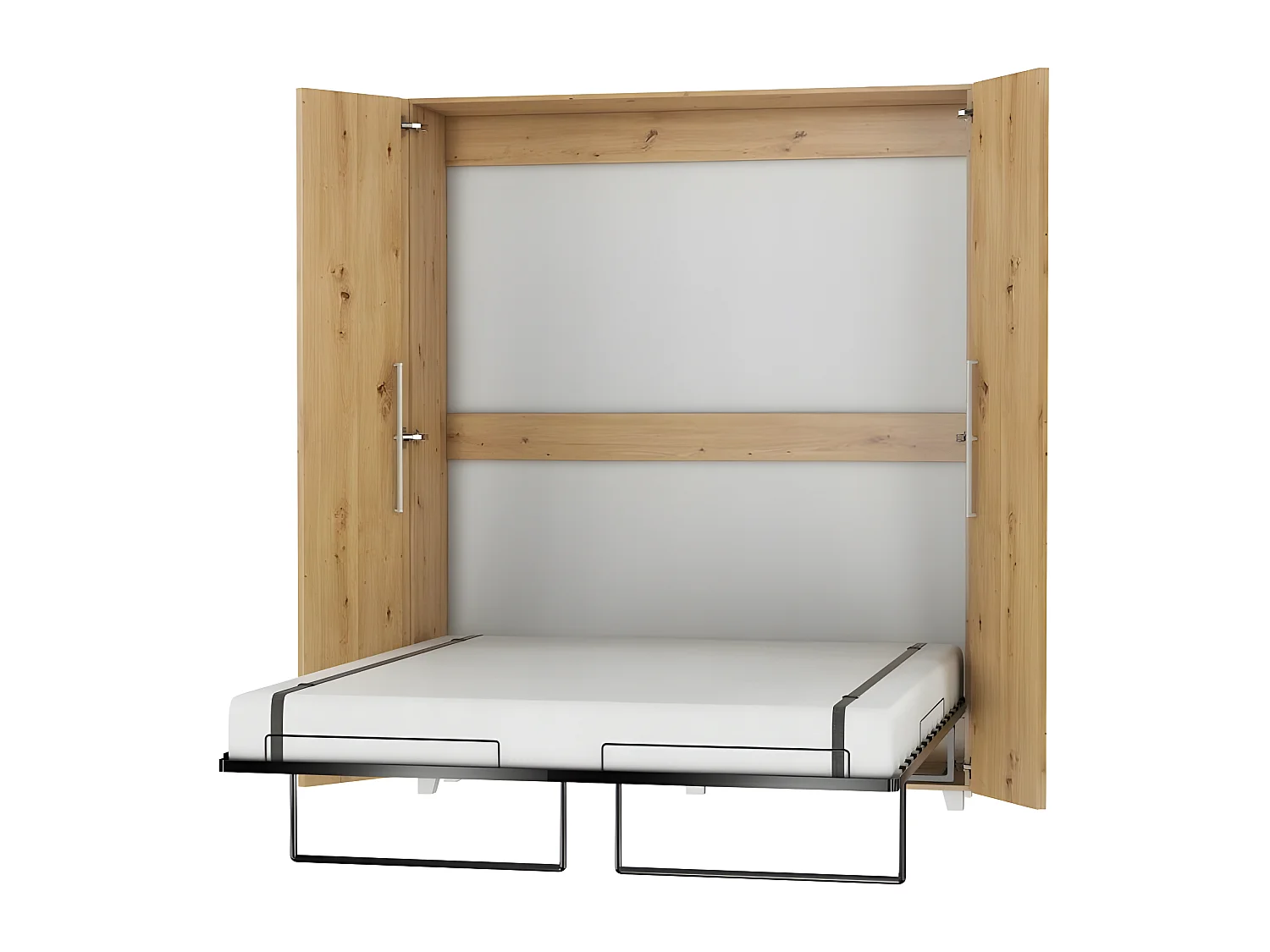 Armoire Lit escamotable Vertical 160x200 cm Chêne Artisan avec porte Lit Rabattable Lit Mural Todor