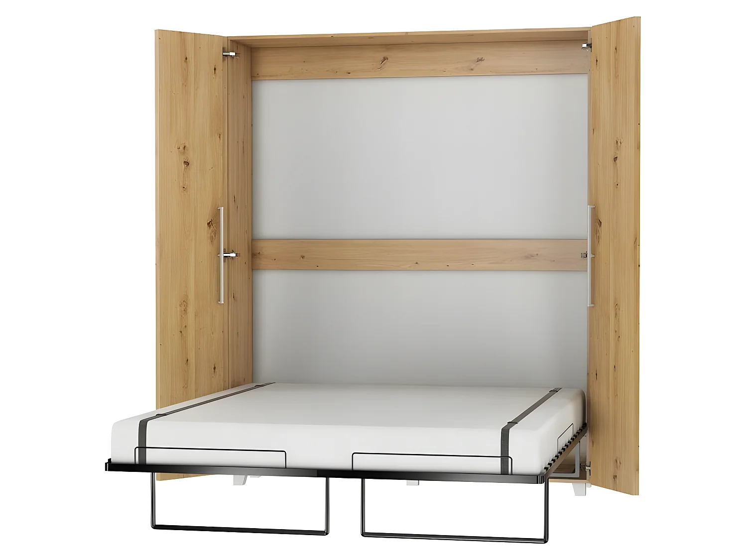 Armoire Lit escamotable Vertical 160x200 cm Chêne Artisan avec porte Lit Rabattable Lit Mural Todor