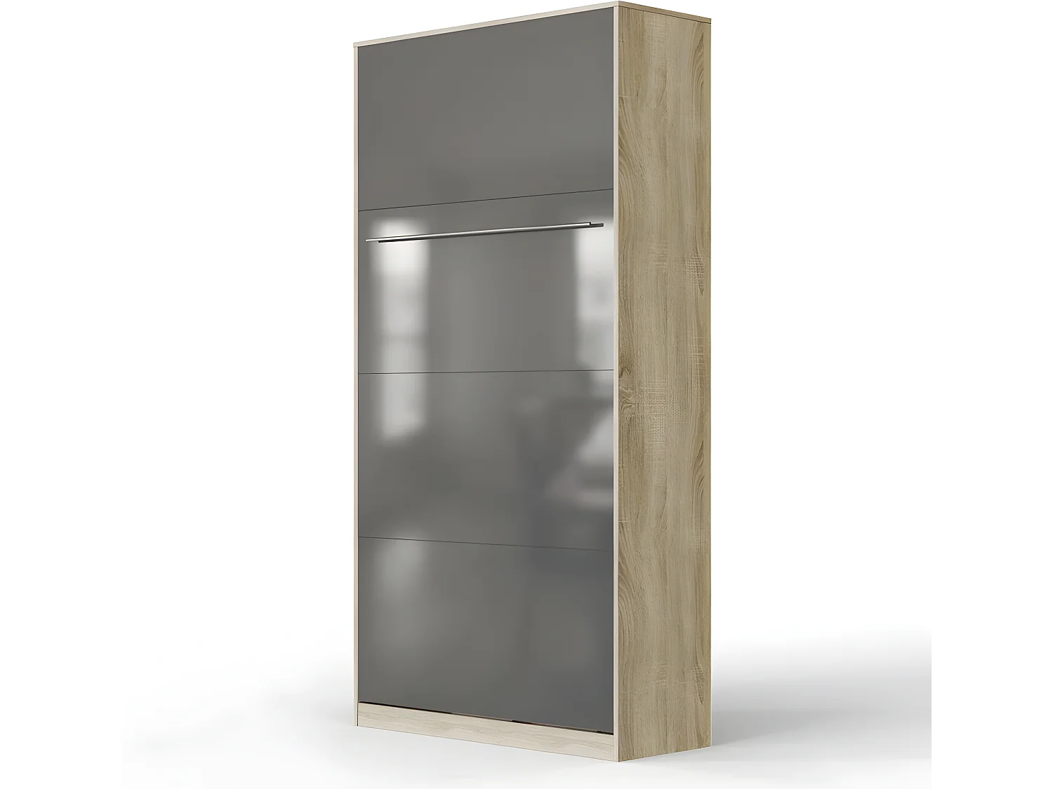 Armoire Lit escamotable 90x200cm Vertical Lit Rabattable Lit Mural Supérieur Chêne Sonoma/Anthracite brillant