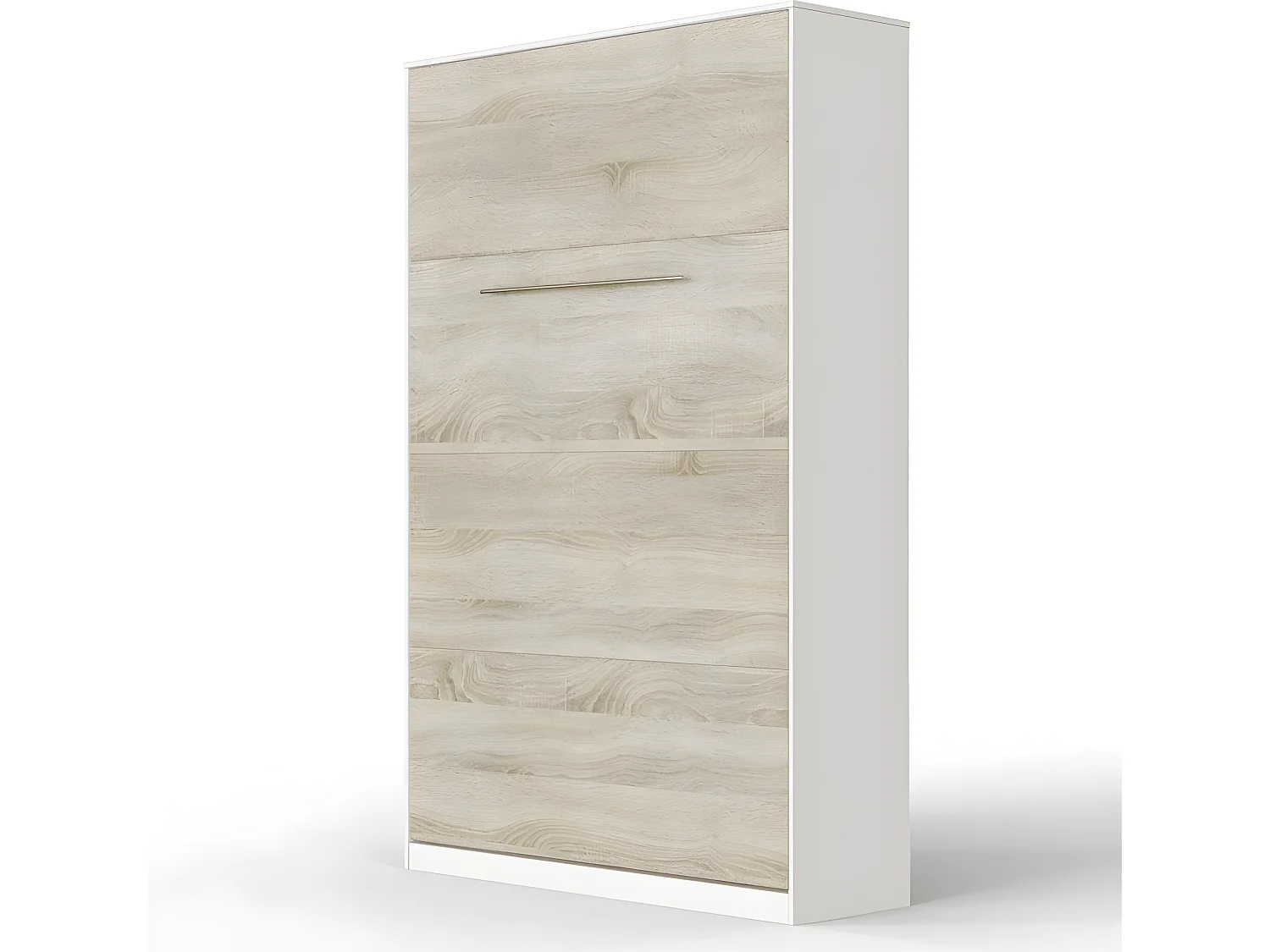 Armoire Lit escamotable 120x200cm Vertical Lit Rabattable Lit Mural Supérieur Blanc /Chêne Sonoma
