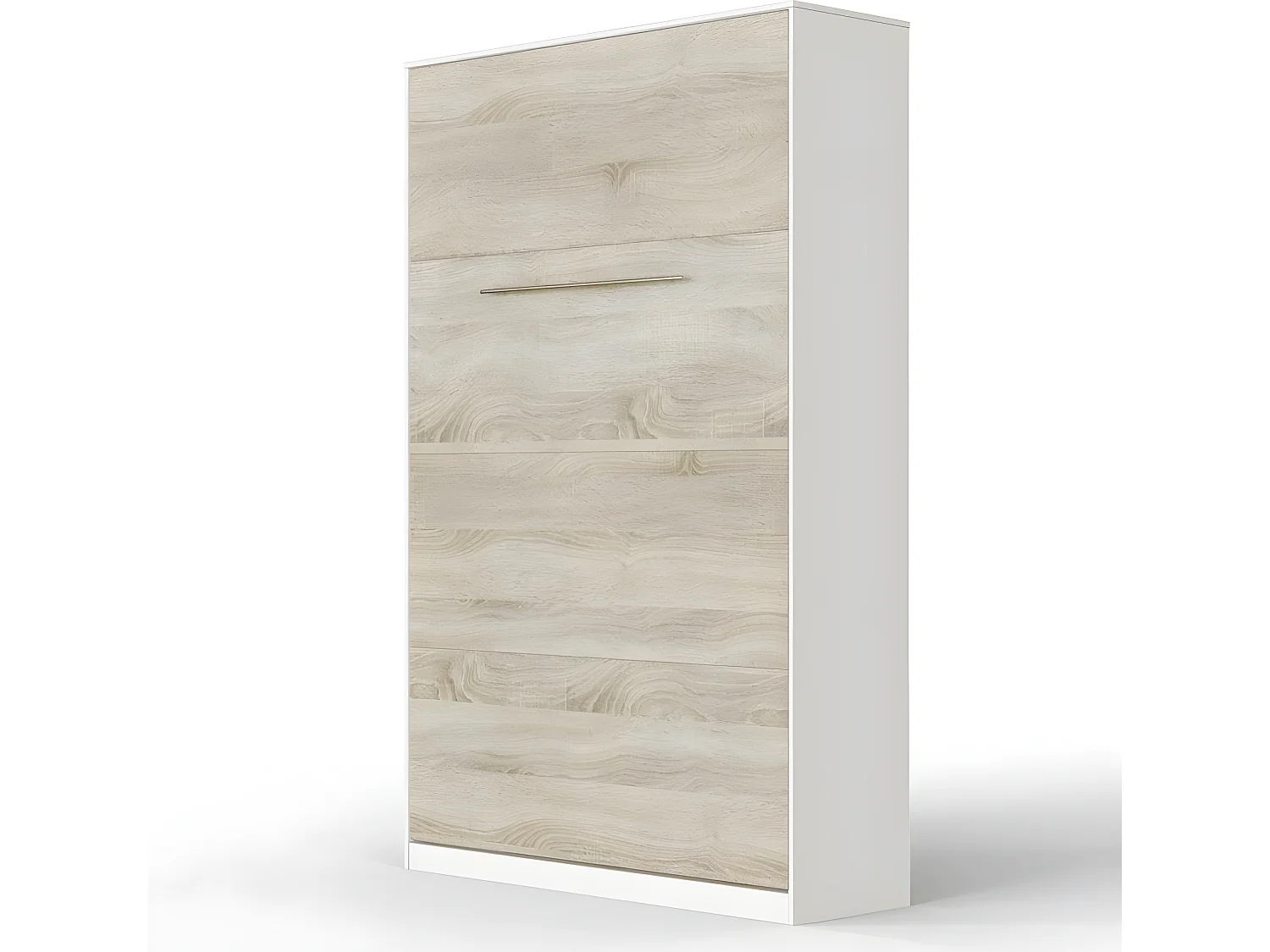 Armoire Lit escamotable 120x200cm Vertical Lit Rabattable Lit Mural Supérieur Blanc /Chêne Sonoma