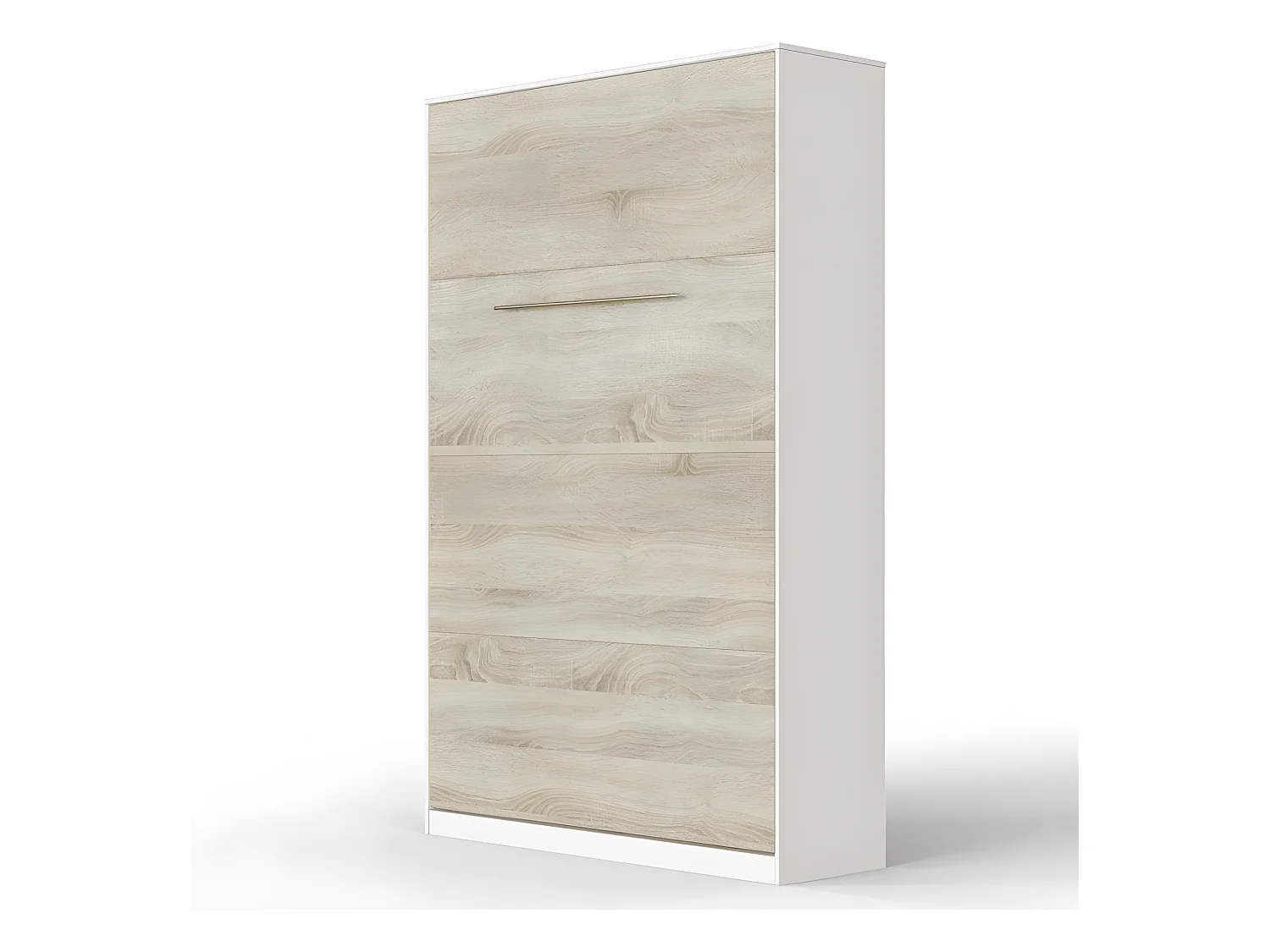 Armoire Lit escamotable 120x200cm Vertical Lit Rabattable Lit Mural Supérieur Blanc /Chêne Sonoma