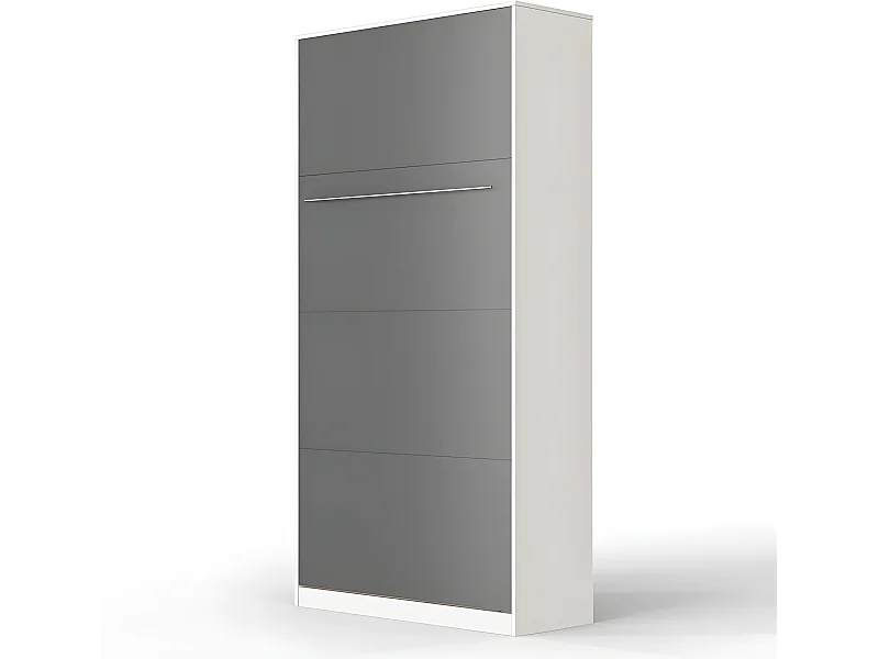 Armoire Lit escamotable 90x200cm Vertical Lit Rabattable Lit Mural Supérieur Blanc/Anthracite