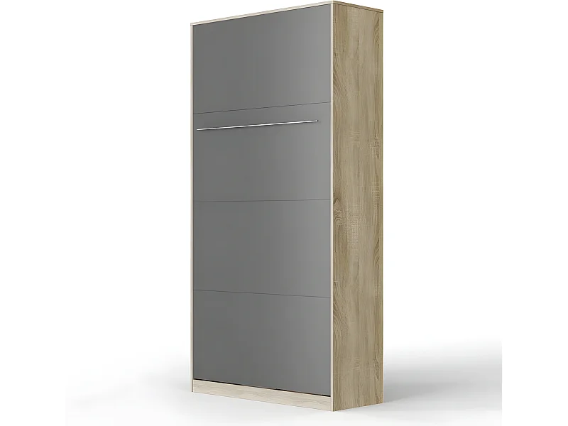 Armoire Lit escamotable 90x200cm Vertical Lit Rabattable Lit Mural Supérieur Chêne Sonoma/Anthracite