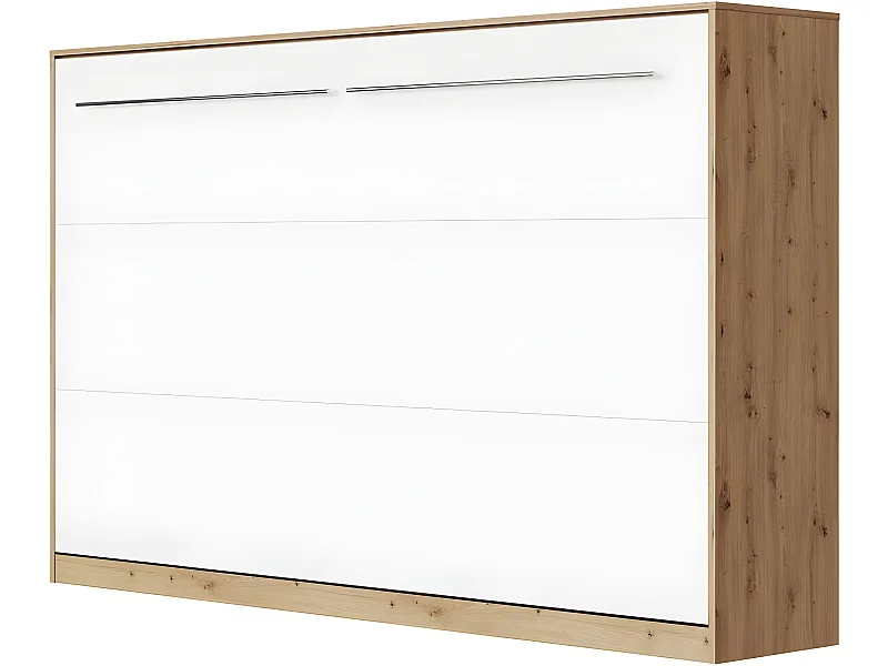Armoire Lit escamotable 120x200cm Supérieur Horizontal Lit Rabattable Lit Mural Chêne Sauvage/blanc