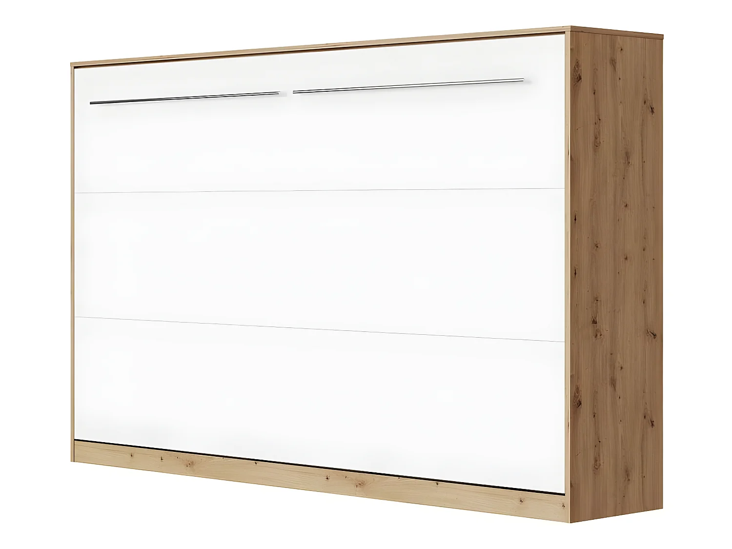 Armoire Lit escamotable 120x200cm Supérieur Horizontal Lit Rabattable Lit Mural Chêne Sauvage/blanc