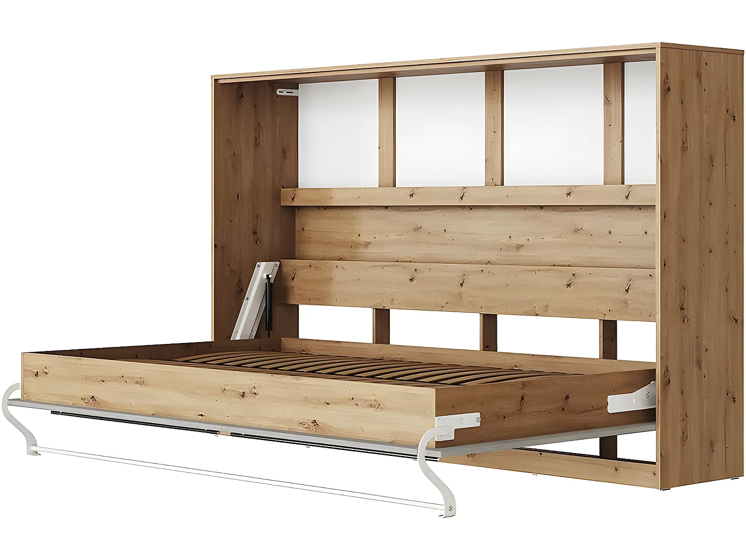 Armoire Lit escamotable 120x200cm Supérieur Horizontal Lit Rabattable Lit Mural Chêne Sauvage/Béton