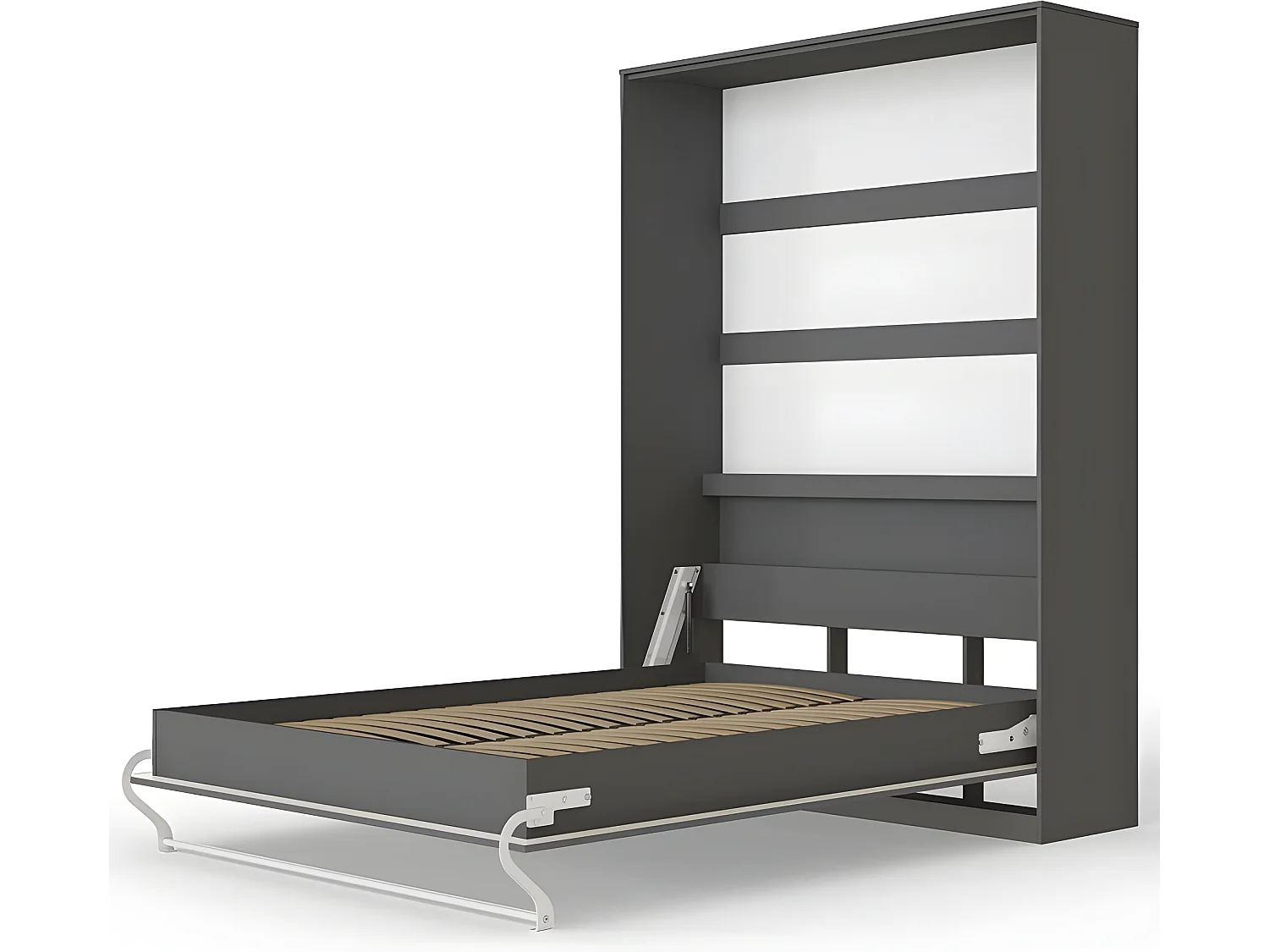 Armoire Lit escamotable 140x200cm Lit Rabattable Lit Mural Supérieur Vertical Anthracite/Anthracite