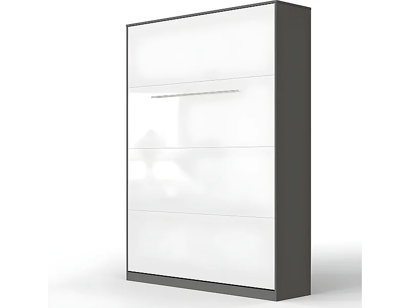Armoire Lit escamotable 140x200cm Lit Rabattable Lit Mural Supérieur Vertical Anthracite/blanc brillant