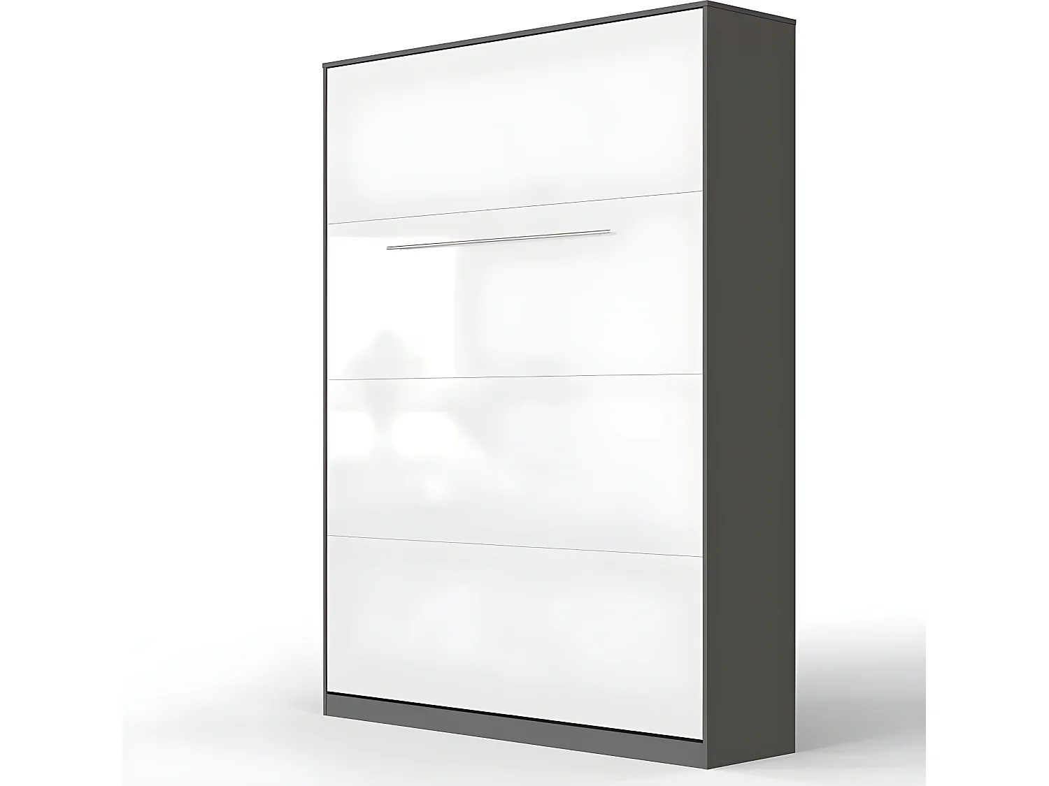Armoire Lit escamotable 140x200cm Lit Rabattable Lit Mural Supérieur Vertical Anthracite/blanc brillant