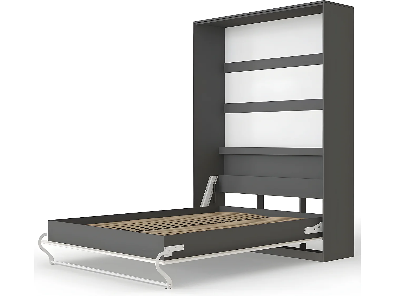 Armoire Lit escamotable 140x200cm Lit Rabattable Lit Mural Supérieur Vertical Anthracite/blanc brillant