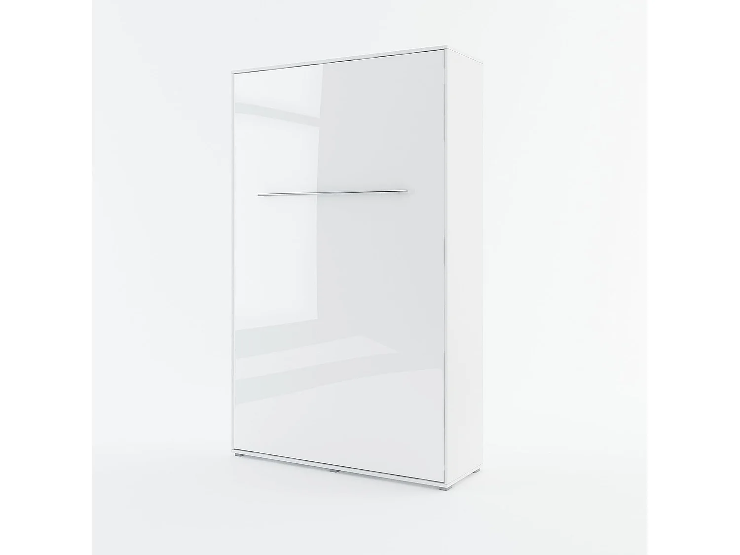 Lenart Armoire Lit escamotable Vertical 120x200 cm Blanc brillant Lit Rabattable Lit Mural Consus pro