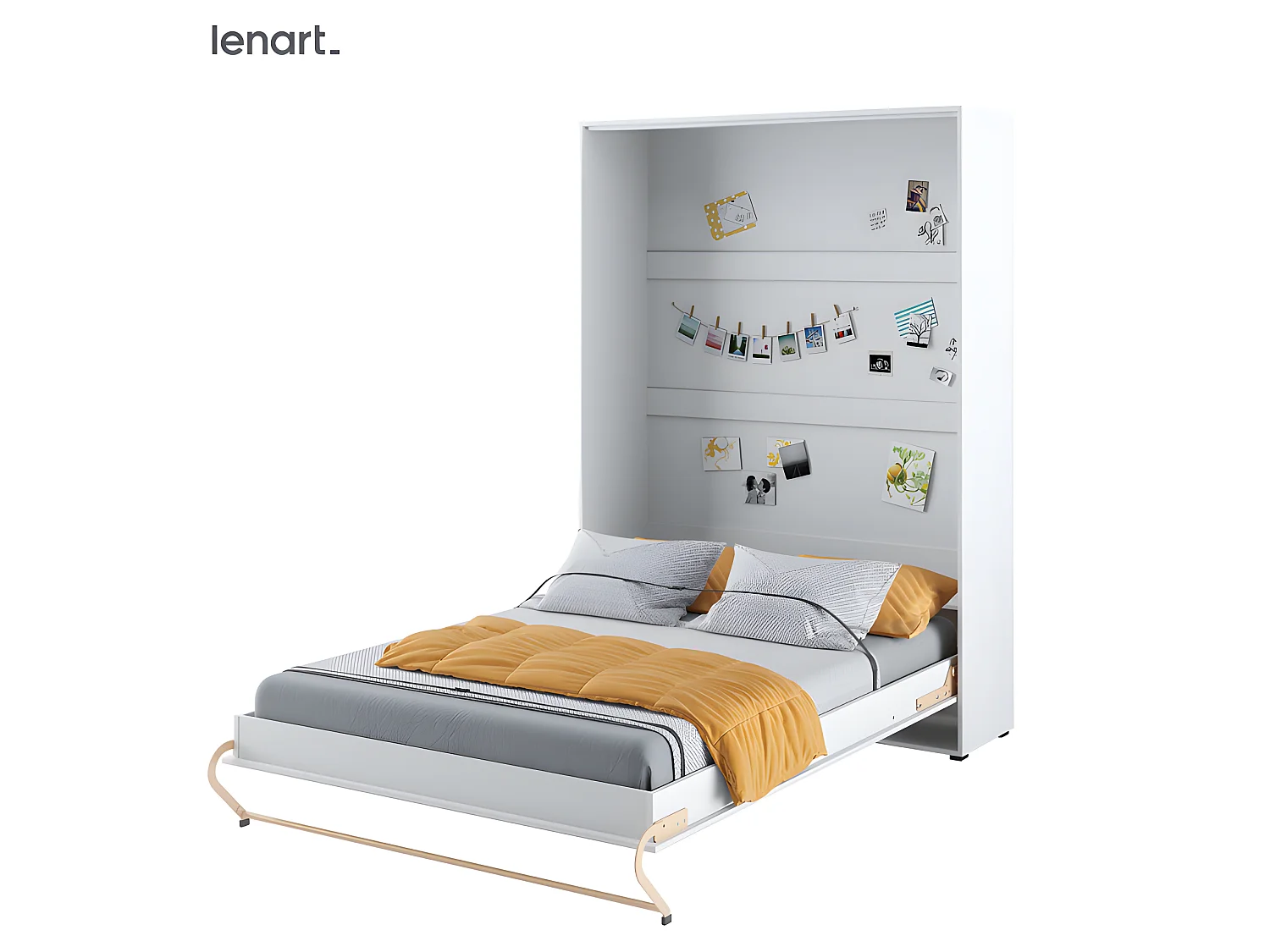 Lenart Armoire Lit escamotable Vertical 120x200 cm Blanc brillant Lit Rabattable Lit Mural Consus pro