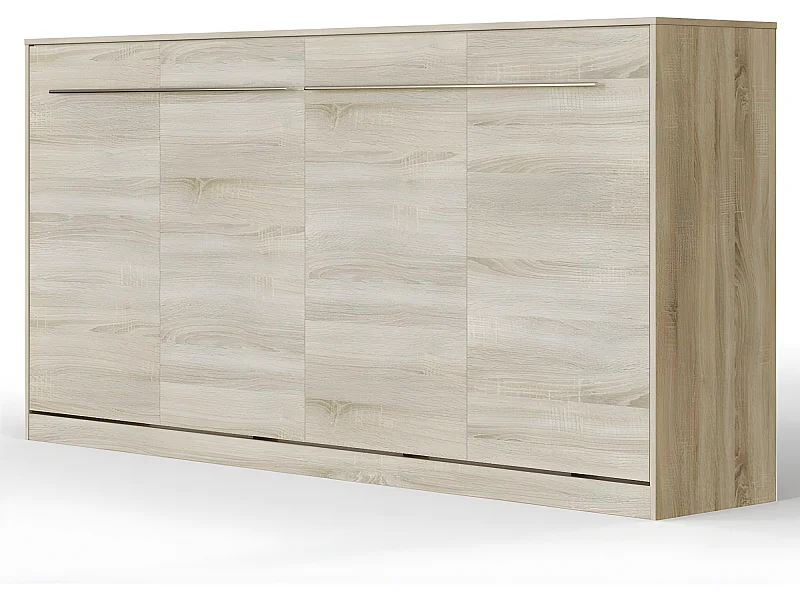Armoire Lit escamotable 90x200cm Supérieur Horizontal Lit Rabattable Lit Mural Chêne Sonoma//Chêne Sonoma