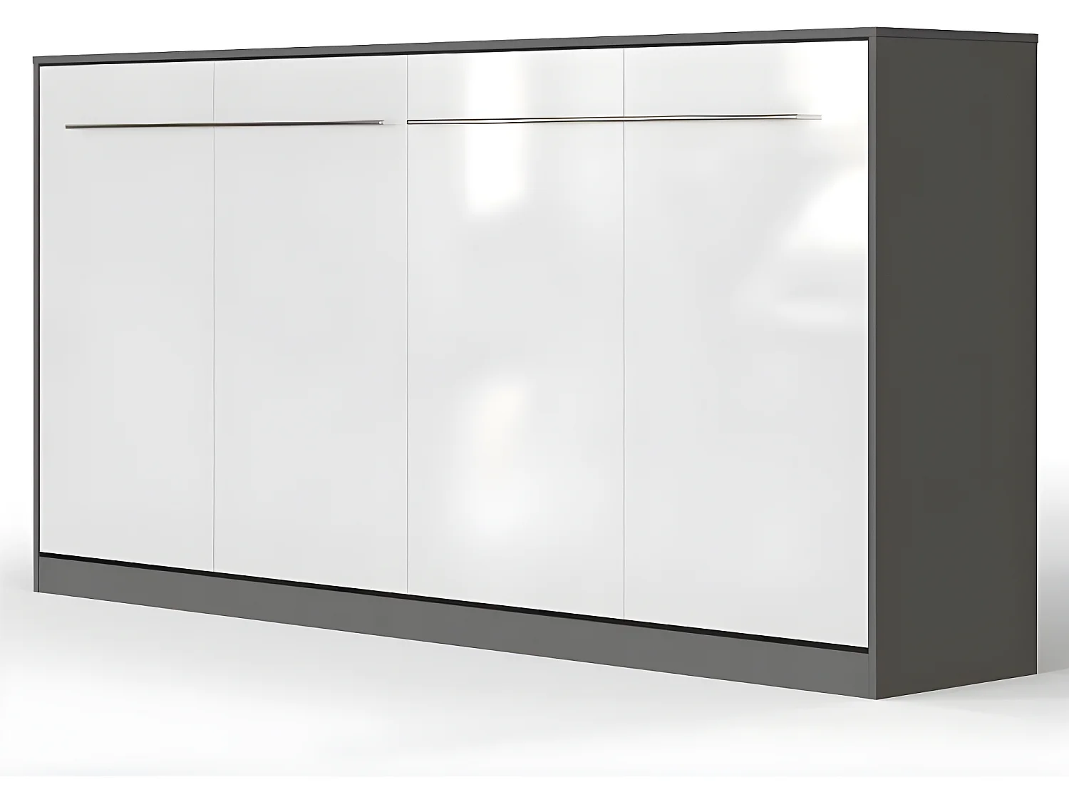 Armoire Lit escamotable 90x200cm Supérieur Horizontal Lit Rabattable Lit Mural Anthracite/blanc brillant