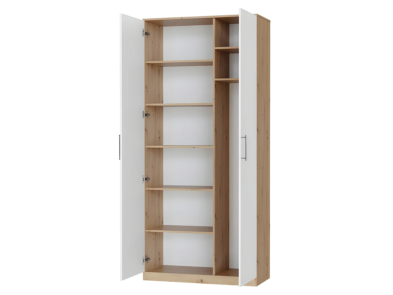 Lit escamotable +2 Placards Vertical 90x200+(100x2)cm Lit Rabattable Lit Mural Standard Chêne Sauvage/blanc