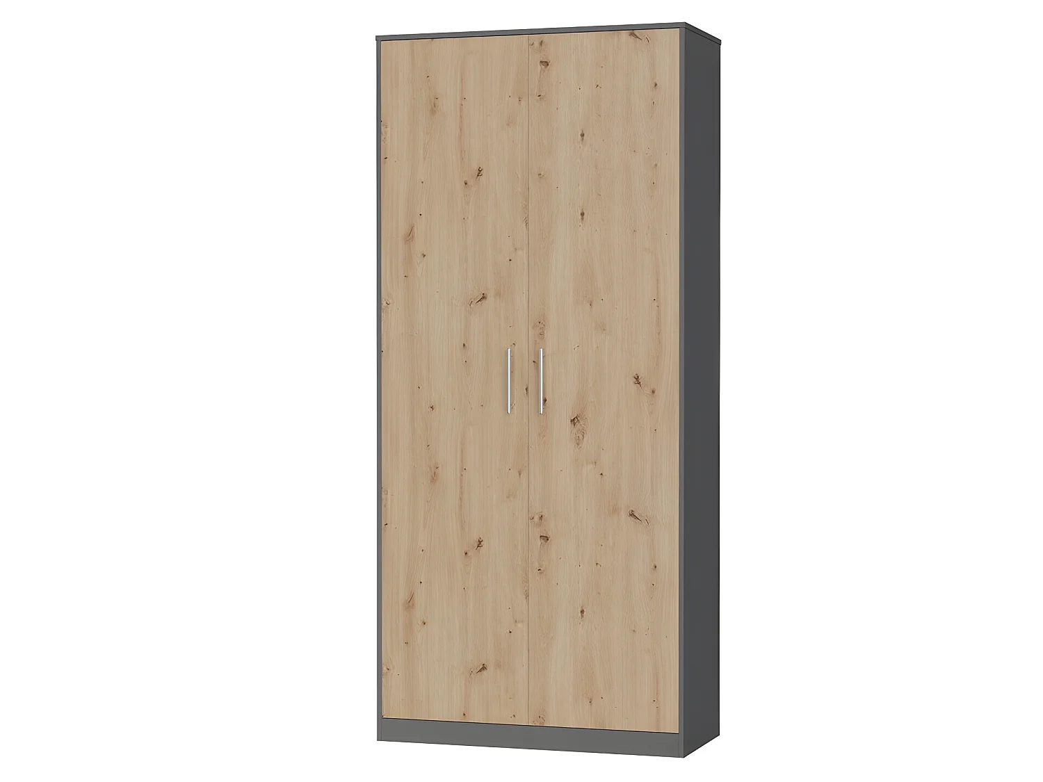 Lit escamotable +2 Placards Vertical 140x200+(100x2)cm Lit Rabattable Lit Mural Standard Anthracite/Chêne sauvage