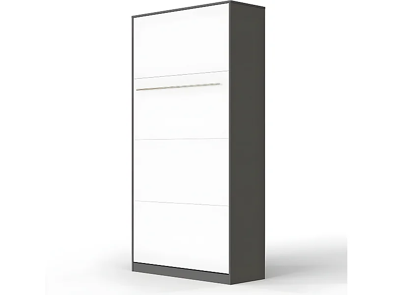 Armoire Lit escamotable 90x200cm Vertical Lit Rabattable Lit Mural Supérieur Anthracite/Blanc