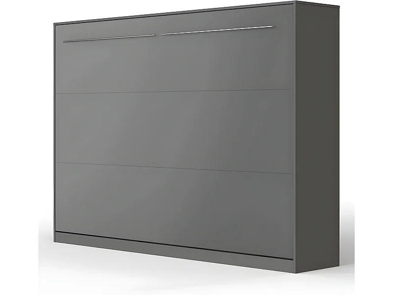 Armoire Lit escamotable 140x200cm Supérieur Horizontal Lit Rabattable Lit Mural Anthracite/Anthracite