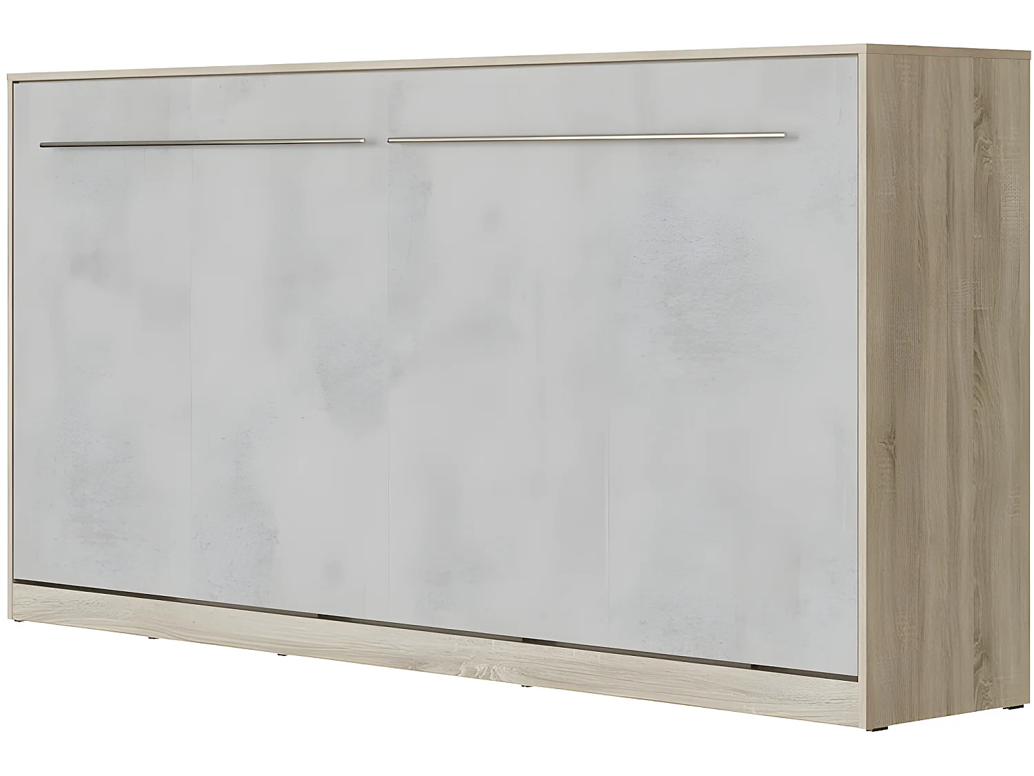 Armoire Lit escamotable 90x200cm Supérieur Horizontal Lit Rabattable Lit Mural Chêne Sonoma/Béton