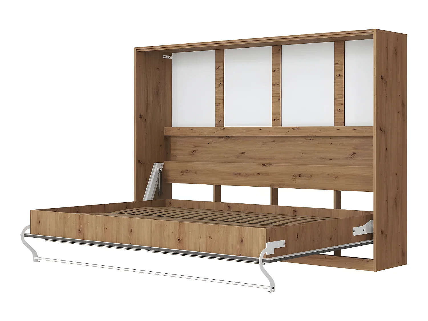 Armoire Lit escamotable 140x200cm Supérieur Horizontal Lit Rabattable Lit Mural Chêne Sauvage/Anthracite brillant