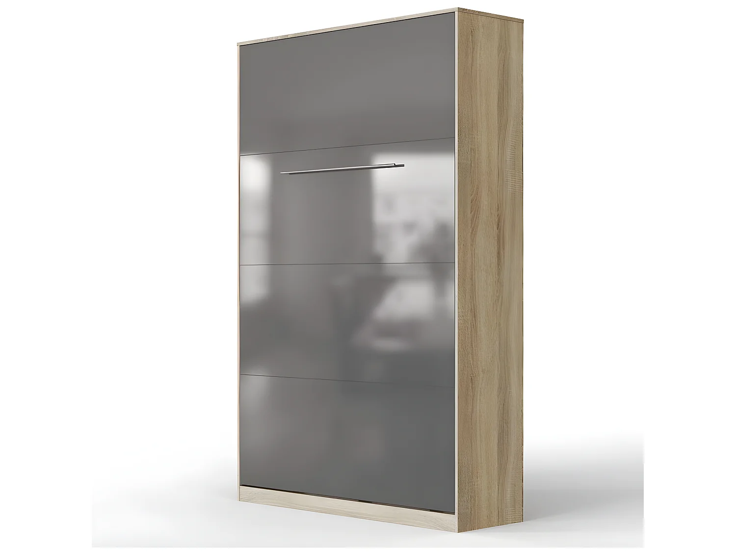 Armoire Lit escamotable 120x200cm Vertical Lit Rabattable Lit Mural Supérieur Chêne Sonoma/Anthracite brillant