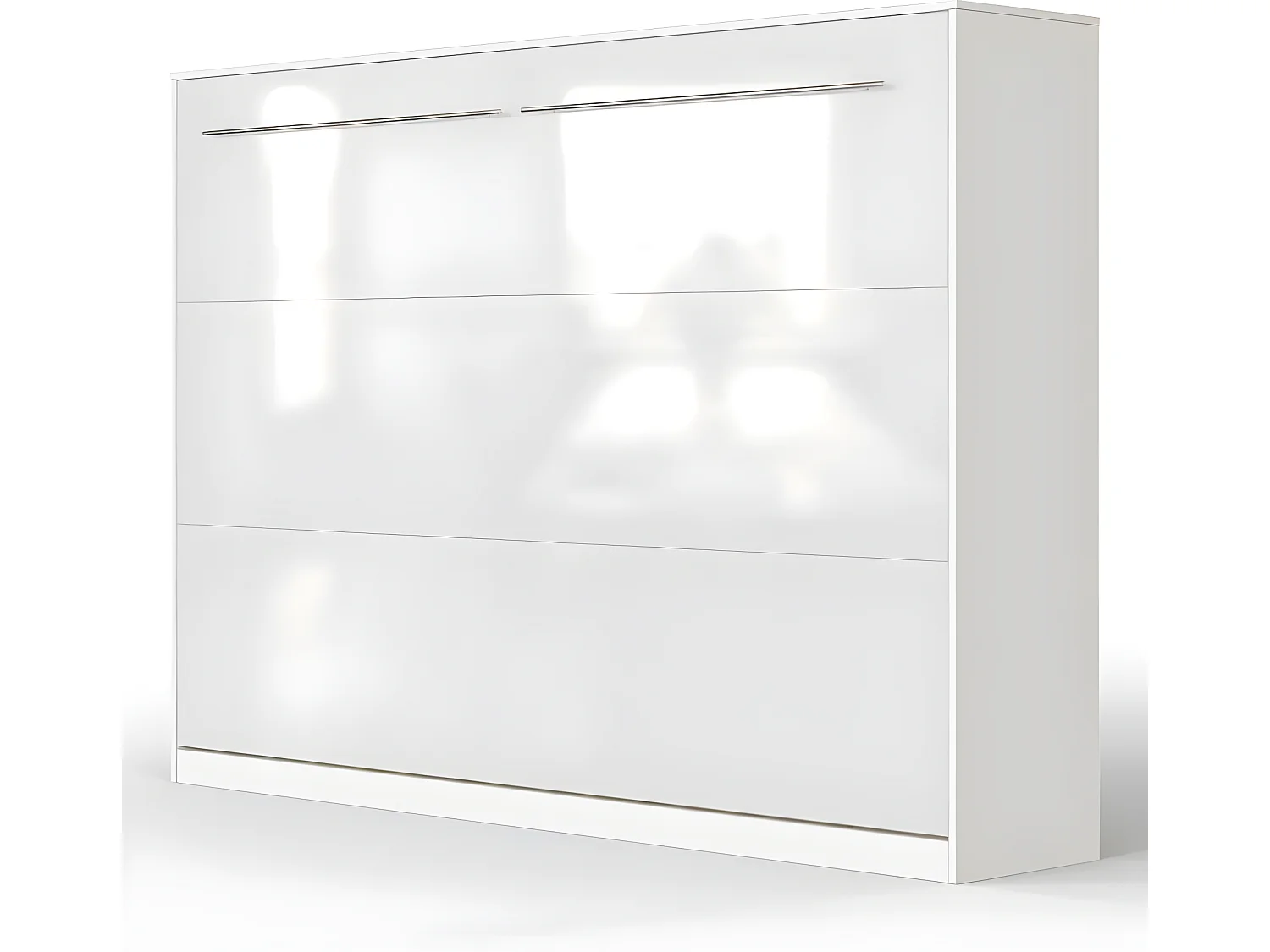 Armoire Lit escamotable 140x200cm Supérieur Horizontal Lit Rabattable Lit Mural Blanc/Blanc brillant