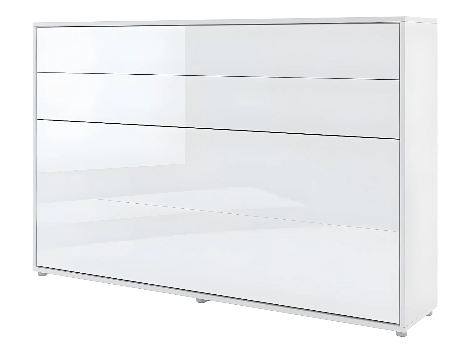 Lenart Armoire Lit escamotable Horizontal 120x200 cm Blanc brillant Lit Rabattable Lit Mural"Consus"