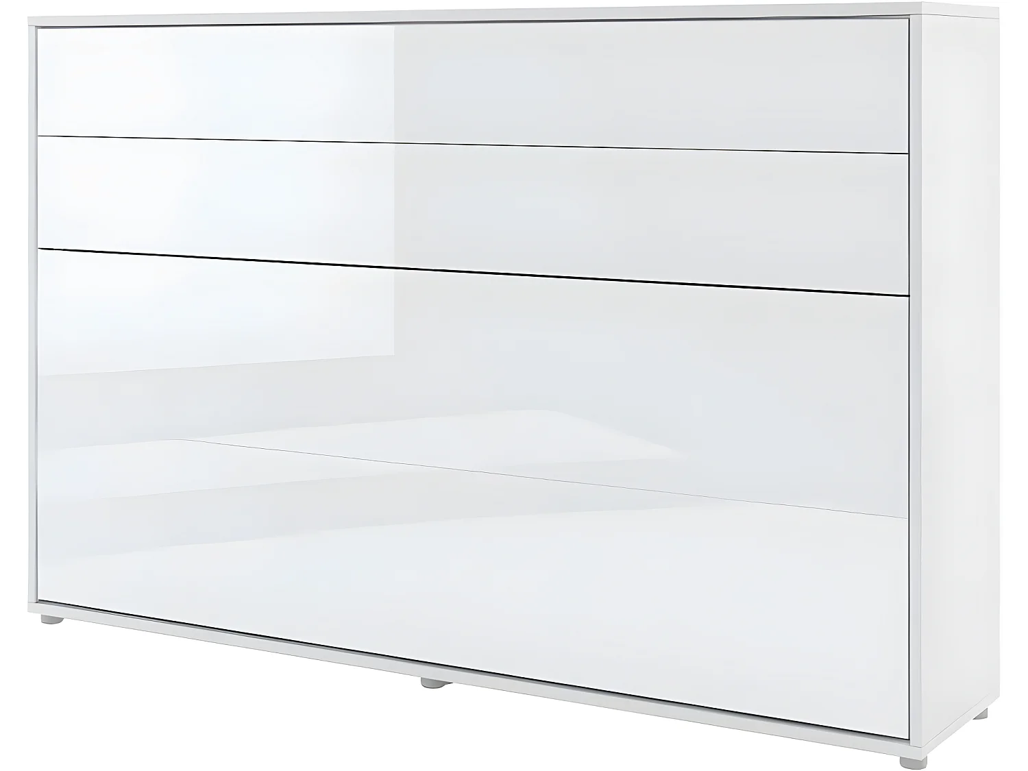 Lenart Armoire Lit escamotable Horizontal 120x200 cm Blanc brillant Lit Rabattable Lit Mural"Consus"
